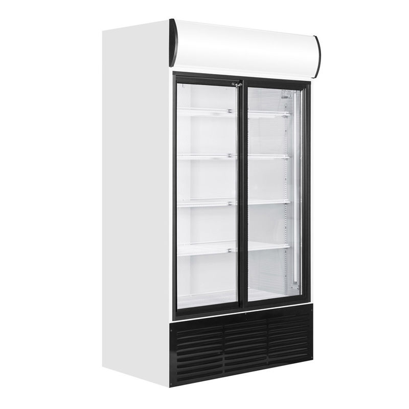 Double Swing Glass Door Reach In Beverage Cooler Merchandiser With LED