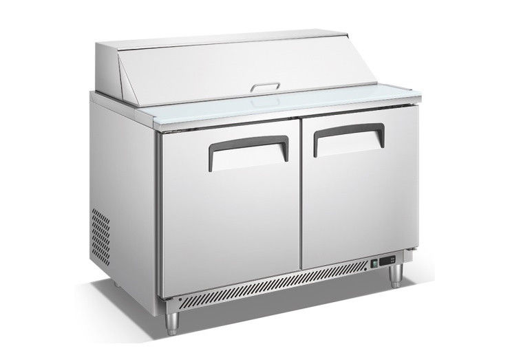 2 Door Salad Preparation Under Counter Chiller Stainless Steel with Bottom Compressor