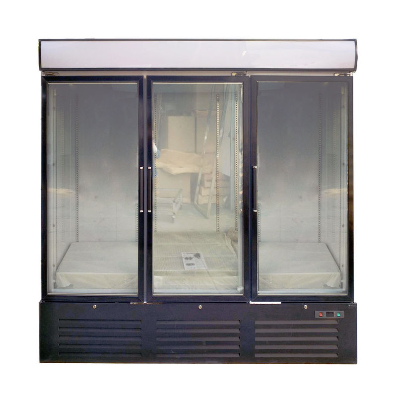 White Black 3 Glass Door Commercial Refrigerator Freezer With