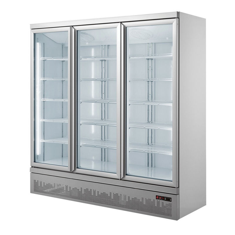 Ventilated Upright Glass Door Freezer With 3 Doors And Self Contained