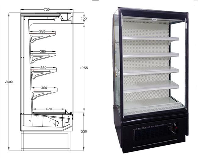 Cold Food Display Fridge Commercial Open Refrigerator For School