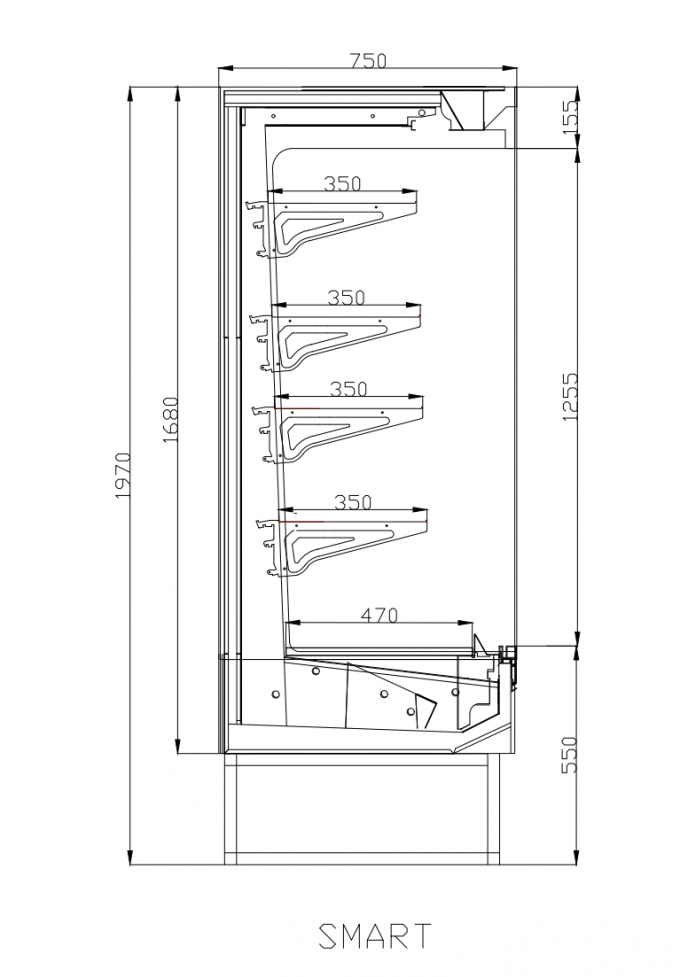 R290 Vertical Plug In Open Display Cabinets For Dairy Products