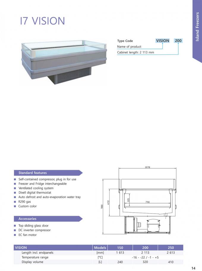 Double Temperature Island Open Top Display Freezer 2.5m Frost Free