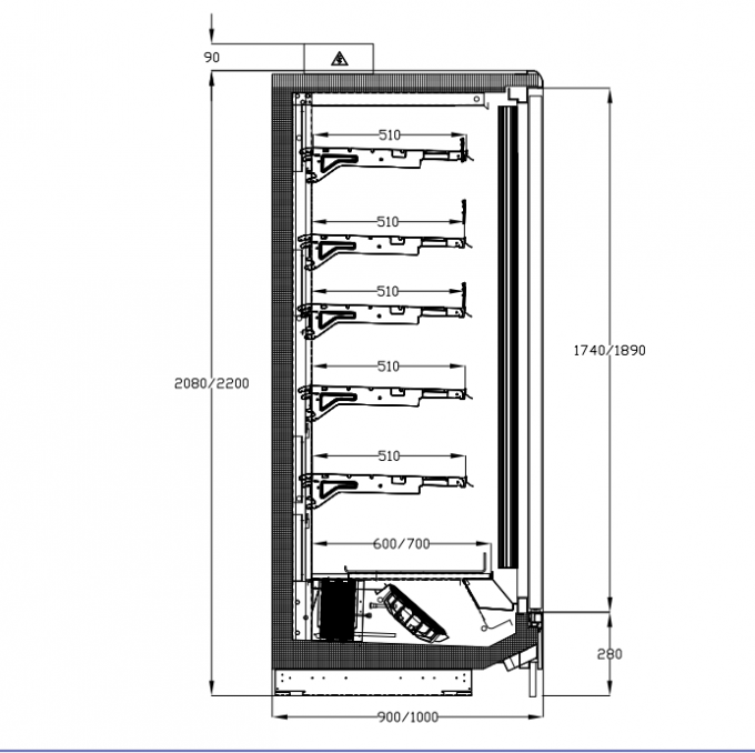 Glass 5 Doors Multideck Freezers And Chillers With EC Fan Motor