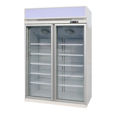 Top Mounted Two Glass Swing Door Merchandiser Freezer with Eco friendly R290 refrigerant