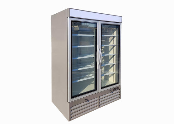 R290 Plug In Vertical 2 Glass Door Freezer With Double Glazed LOW-E Glass Door
