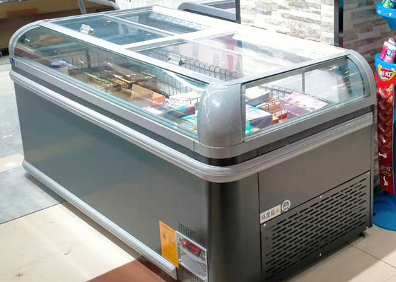 Frozen Food R290 Deep Island Freezer Static Cooling With Top Glass Sliding Door