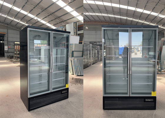 Auto Defrost 810L Double Glass Door Chiller With R290 Cooling Gas