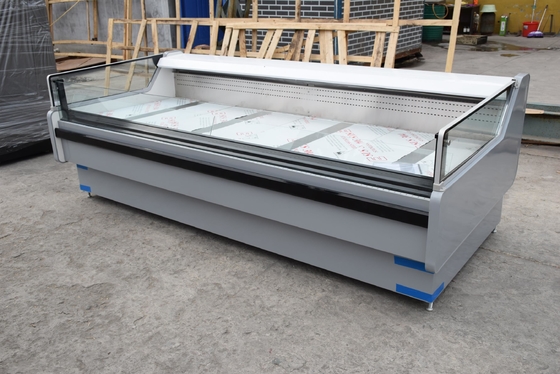 Fan Cooling Display Chiller for Supermarket with Transparent Glass Endpanels for Sausages