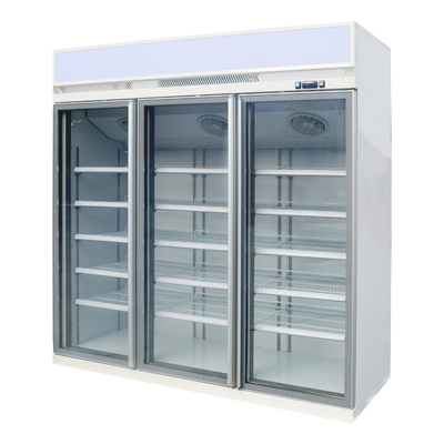 Supermarket Upright Freezer With 3 Anti Fog Glass Doors Customized Color