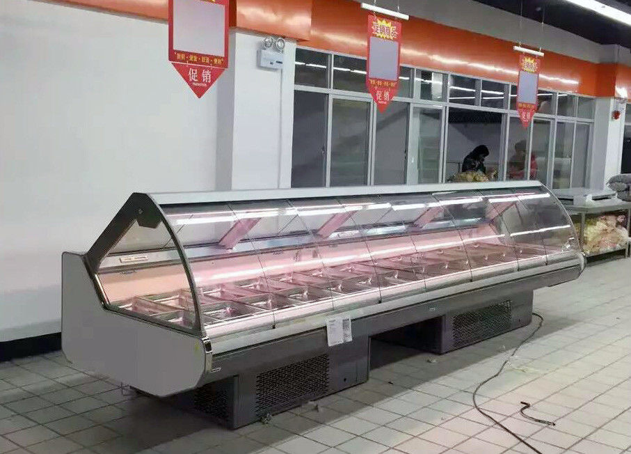 Fan Cooling Deli Display Fridge , Open Deli Fridge For Supermarket Meat