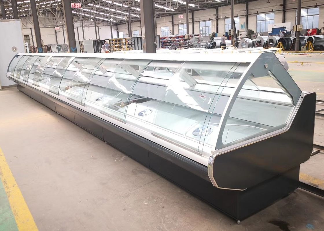 Horizontal Butcher Refrigerator with Inside/Outside Corner for Supermarket Cooked Foods Display