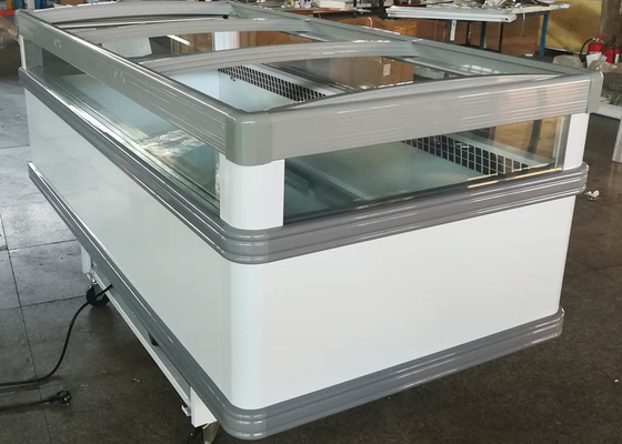 Supermarket Island Dual Temp Refrigerator Freezer With Glass Sliding Lids