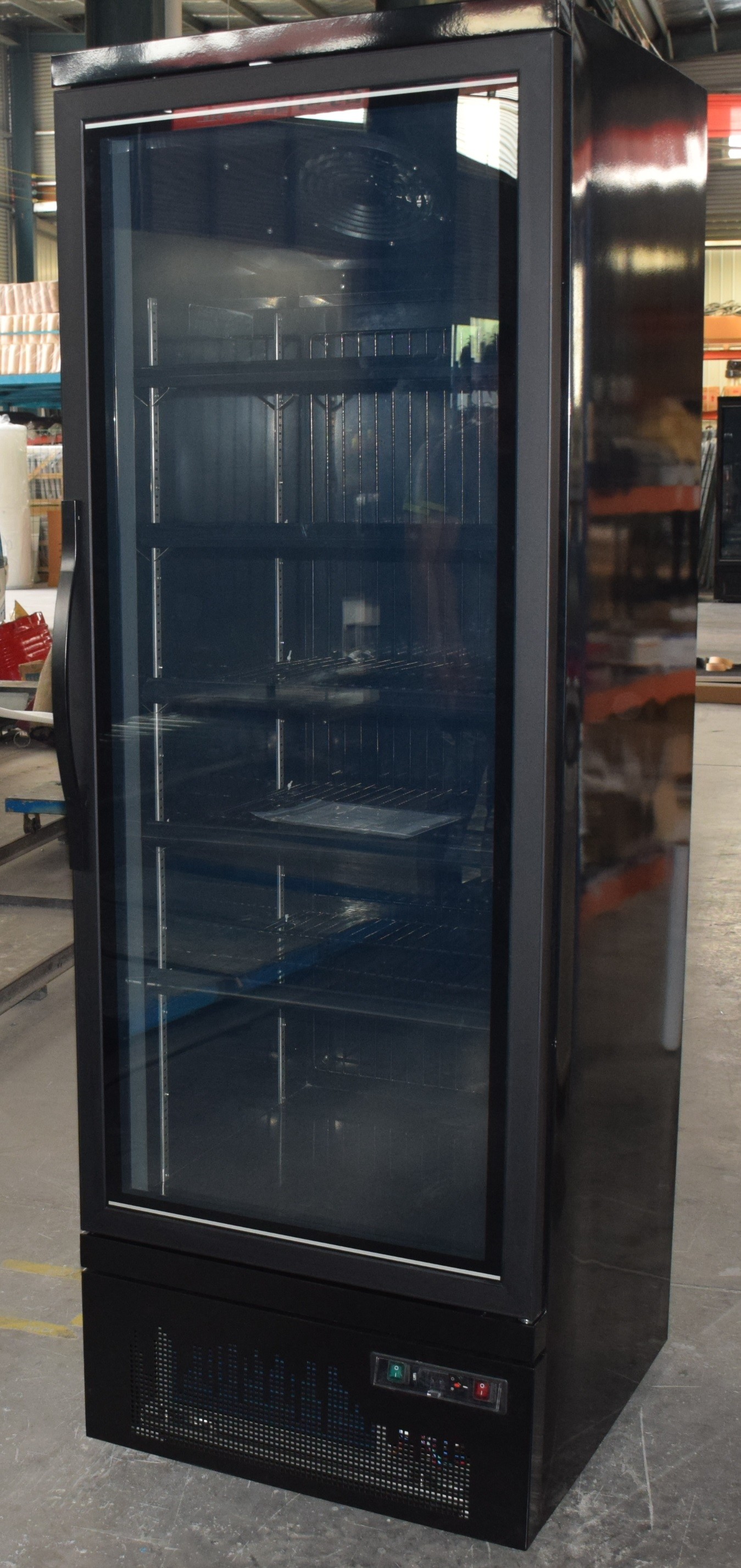 Ventilated Cooling Upright Glass Door Freezer For Ice Cream