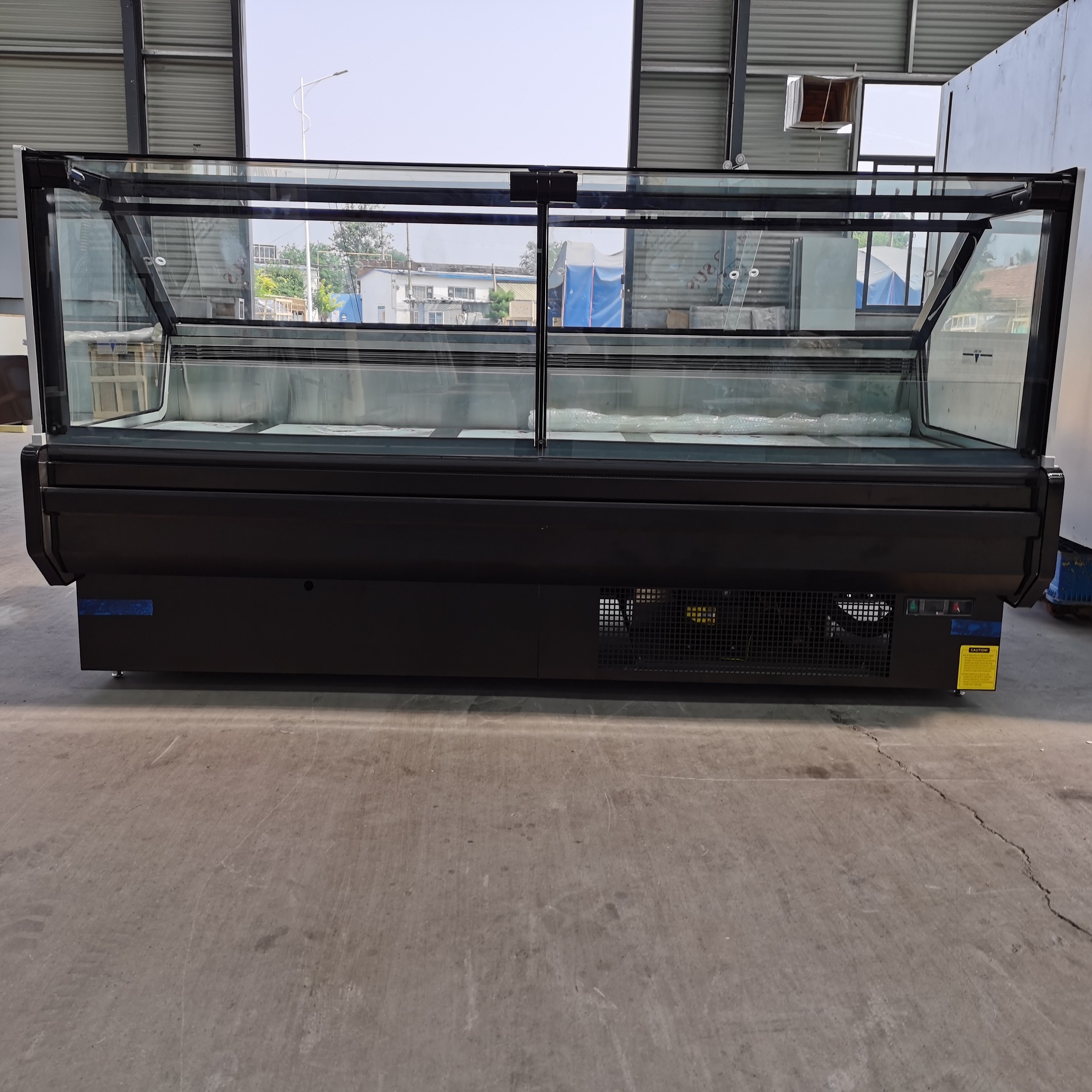 OEM Supermarket Serve Over Food Display Refrigerator With Straight Glass