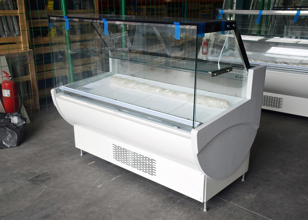 Auto Water Evaporation Butcher Showcase Refrigerator With Up-Down Glass Door