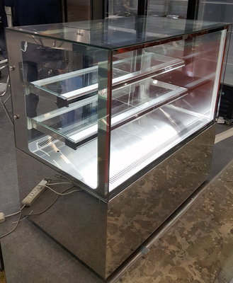 Front Straight Glass Cake Showcase Refrigerator With 2 Upper Glass Shelf