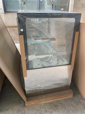 Stainless Steel Base Refrigerated Pastry Case Cooler With Double Shelves