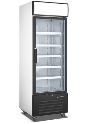 Fan Cooling Upright Glass Door Freezer With Inner Vertical LED Lights
