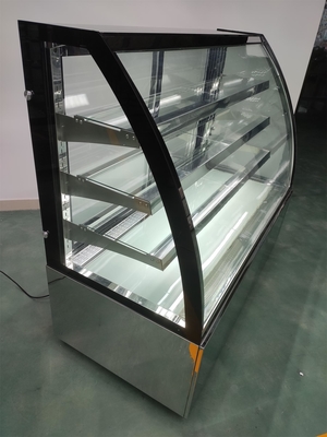 Front Curved Cake Display Cabinet Cooler With Tempered Glass