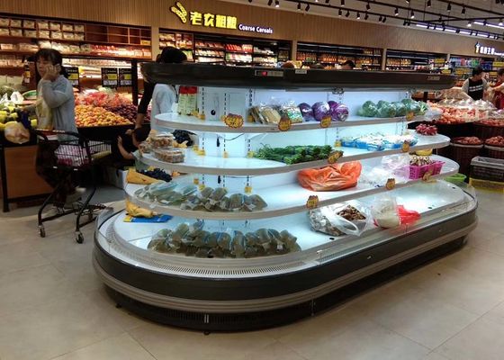 Semi Vertical Oval Island Open Display Cooler Multideck