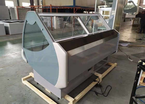 Stainless steel 201 Curved Glass Display Deli Fridge For Meat Butchery