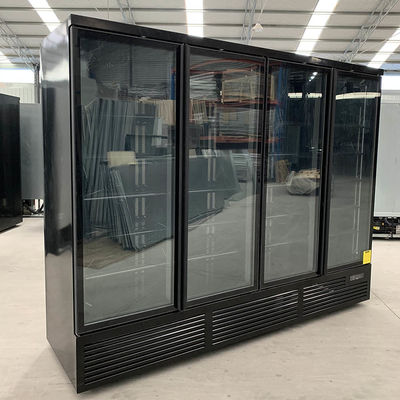 R290 Plug In Air Cooling Upright Glass Door Cooler Black Color