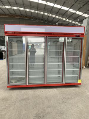 Red Four Glass Door R290 Drink Display Chiller With SECOP Compressor