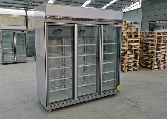 Self Contained Display Refrigerator Freezer R290 With 3 Hinge Glass Doors