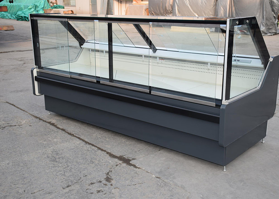 Right Angle Deli Display Fridge Fan Cooling With Flat Glass Top