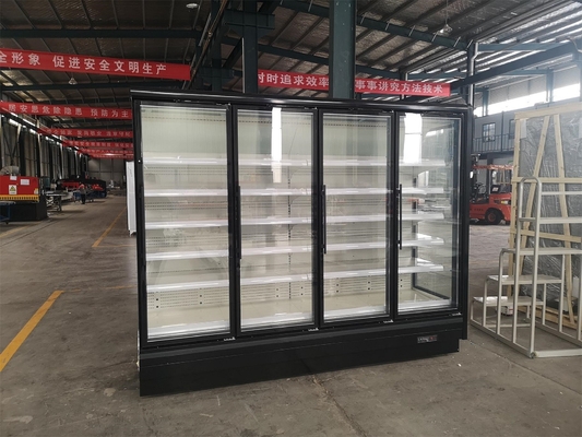 Frost Free Black Multideck Display Cooler with Swing Transparent Glass Door