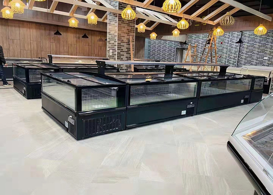 Four Side Horizontal Glass Combined Island Freezer Static Cooling R290