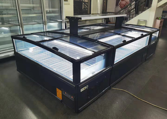 Horizontal Large Window Commercial Island Freezer Automatic Defrost