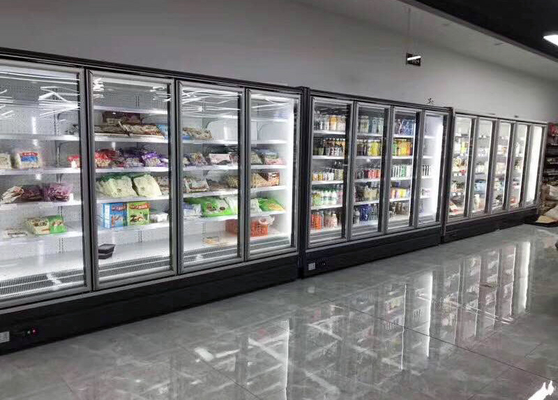 Anti Fog Glass Door Refrigerated Merchandiser Display Vertical LED