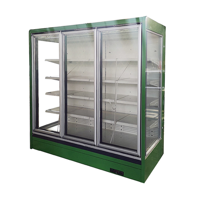Customized Multideck Sliding/Hinged Glass Door Display  Cabinet with Frameless Double Glazed Anti-Fog Glass Doors