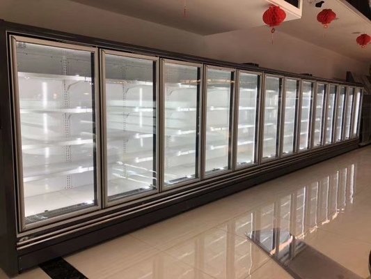Customized Multideck 2 Glass Doors Display Refrigerated Cabinet with Frameless Triple Glazed Anti-Fog Glass Doors