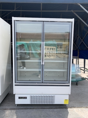 Customized Multideck 2 Glass Doors Display Refrigerated Cabinet with Frameless Triple Glazed Anti-Fog Glass Doors