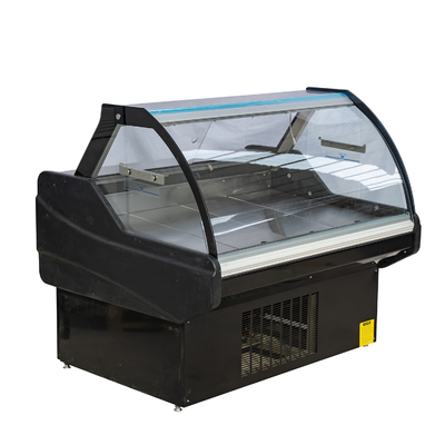 Customized Energy-Saving Refrigerated Showcase for Supermarket with Inner Top LED Lights for Pork Burgers
