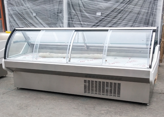 Fan Cooling Display Chiller for Supermarket with Back Refrigerated Storage Cabinets for Sausages