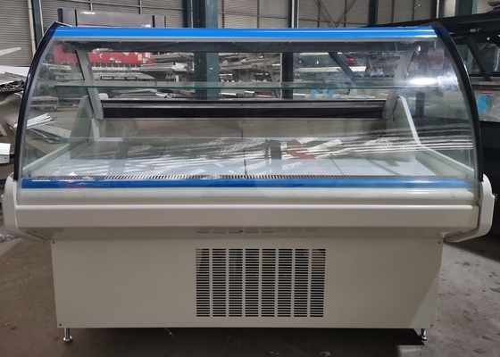 Horizontal Butcher Refrigerated Display Fridge with Intermediate Ambient Glass Shelf for Fresh Meat